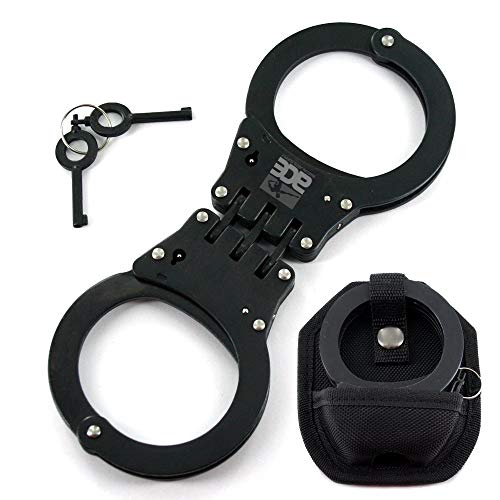 Product Cover Ace Martial Arts Supply Hinged Heavy Duty Handcuffs and Keys, Black