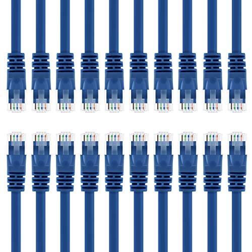 Product Cover GearIT 20-Pack, Cat5e Ethernet Patch Cable 2 Feet - Snagless RJ45 Computer LAN Network Cord, Blue
