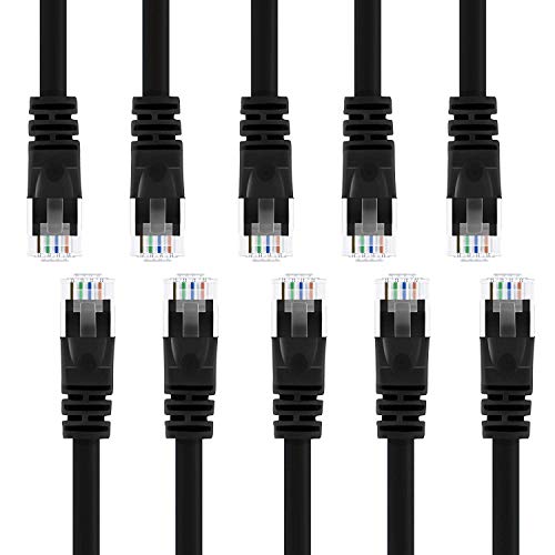 Product Cover GearIT 10 Pack, Cat 6 Ethernet Cable Cat6 Snagless Patch 25 Feet - Computer LAN Network Cord, Black - Compatible with 10 Port Switch POE 10port Gigabit