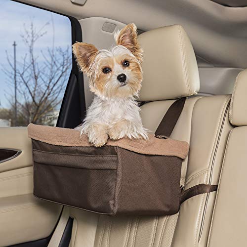 Product Cover PetSafe Happy Ride Booster Seat - Dog Booster Seat for Cars, Trucks and SUVs - Easy to Adjust Strap - Durable Fleece Liner is Machine Washable and Easy to Clean - Medium, Brown