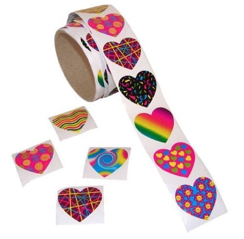 Product Cover Fun Express Funky Heart Roll Stickers (100 Piece)