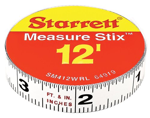 Product Cover Starrett Measure Stix SM412WRL Steel White Measure Tape with Adhesive Backing, English Graduation Style, Right To Left Reading, 12' Length, 0.5