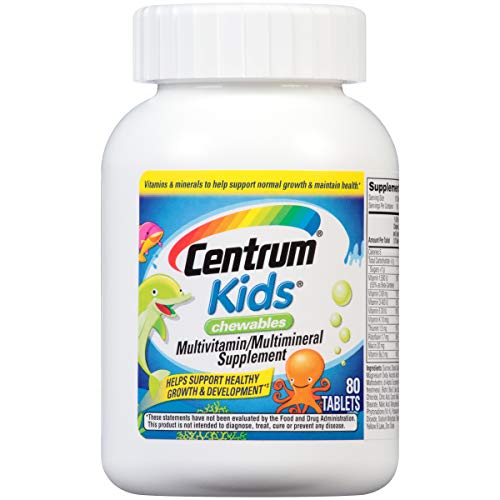 Product Cover Centrum Kids Multivitamin/Multimineral Supplement (Cherry, Orange, & Fruit Punch Flavor, 80-Count Chewables)