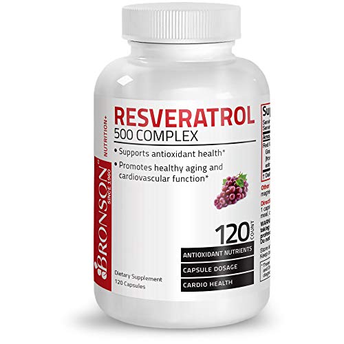 Product Cover Resveratrol 500 Complex Red Wine Extract Natural Antioxidant Supplement for Cardiovascular & Immune System Health, 120 Capsules