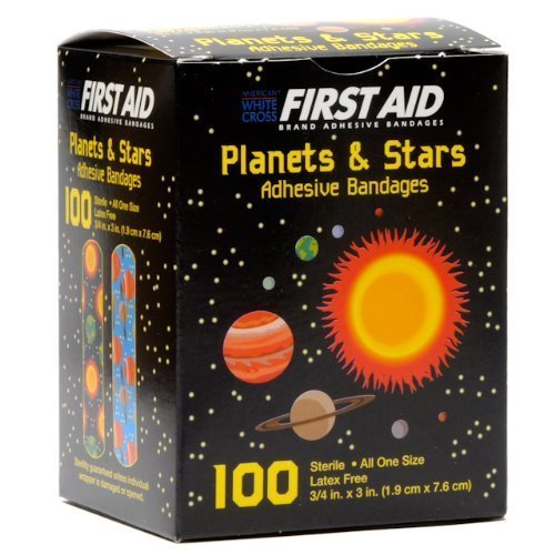 Product Cover First Aid Children's Adhesive Bandages: Planets and Stars 100 Per Box