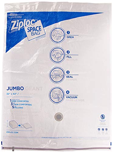 Product Cover Space Bag, 2 Jumbo Vacuum Seal Storage Bags, Each, Clear, (32