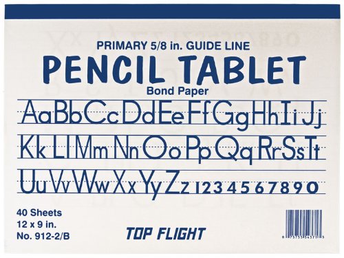 Product Cover Top Flight Manuscript/Chart Primary Tablet, White Bond Paper, 5/8 Inch Guideline Rule, 9 x 12 Inches, 40 Sheets (54371)