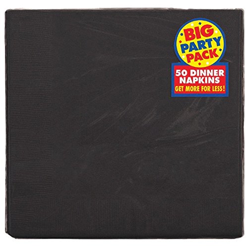 Product Cover amscan Big Party Pack 2-Ply Dinner Napkins | Jet Black | Pack of 50 | Party Supply