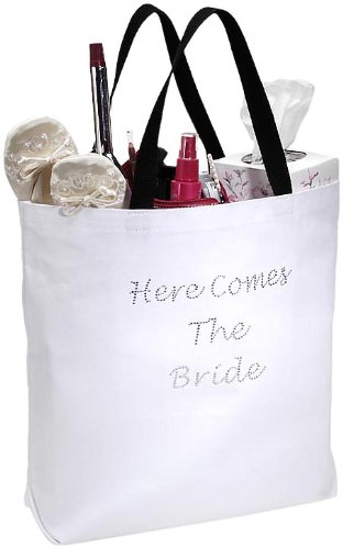 Product Cover Darice VL1419, Here Comes The Bride Tote, 18-Inch by 16-Inch by 4-Inch, White