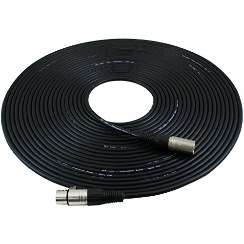 Product Cover GLS Audio 50ft Mic Cable Patch Cords - XLR Male to XLR Female Black Microphone Cables - 50' Balanced Mike Snake Cord - Single