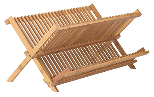 Product Cover Helen's Asian Kitchen Bamboo Foldable Compact Dish Drying Rack, 20.5-Inches x 13-Inches