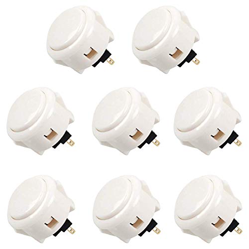 Product Cover 8 pc Set of White Sanwa Push Buttons OBSF-30-W