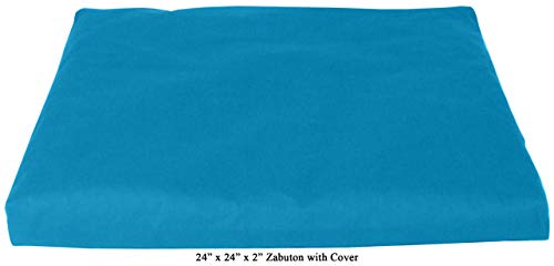 Product Cover Bean Products Aqua - Zabuton Meditation Cushion & Cover - Standard Size - 24 x 24 x 2 - Yoga - 100% Cotton - Made in USA