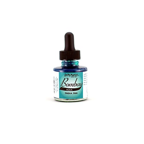 Product Cover Dr. Ph. Martin's Bombay India Ink (19BY) Ink Bottle, 1.0 oz, Aqua, 1 Bottle