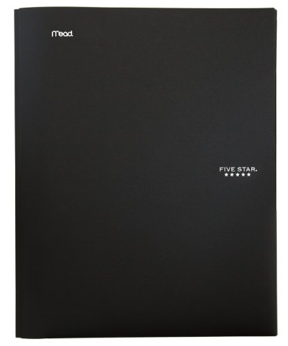Product Cover Five Star 2-Pocket Folder, Stay-Put Folder, Folders with Pockets, Black (72113)