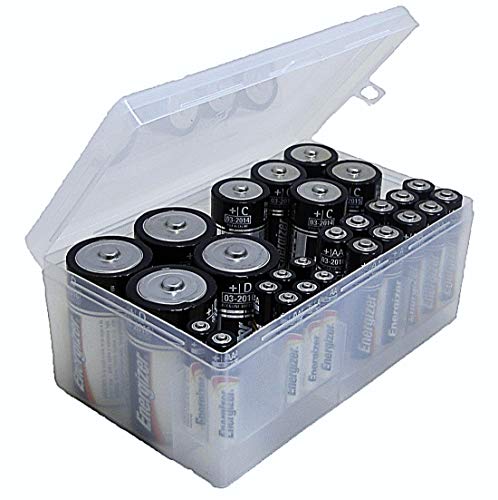 Product Cover Dial Industries B331FN Battery Organizer Case, 12 AAA, 12 AA, 6 C, 4 D, Clear