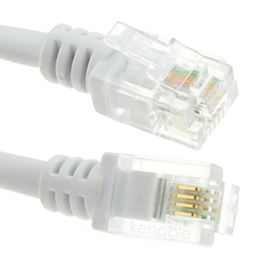 Product Cover kenable ADSL 2 High Speed Broadband Modem Cable RJ11 to RJ11 3m 10 feet WHITE