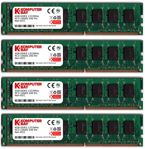 Product Cover Komputerbay 16GB (4 X 4GB) DDR3 DIMM (240 pin) 1333Mhz PC3 10600 / PC3 10666 16 GB KIT