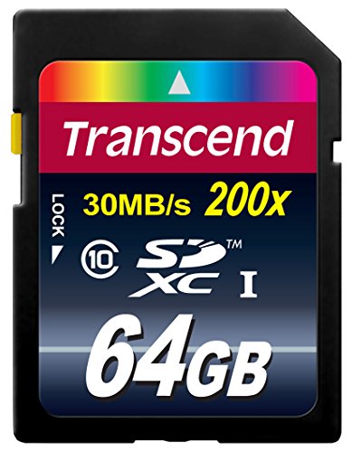 Product Cover Transcend 64GB SDXC Class 10 Flash Memory Card Up to 30MB/s (TS64GSDXC10)