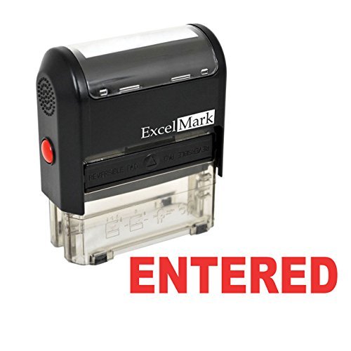 Product Cover ExcelMark ENTERED Self Inking Rubber Stamp - Red Ink