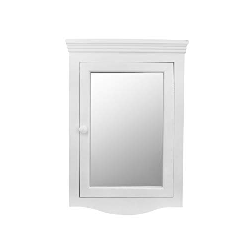 Product Cover Corner Medicine Cabinet White Hardwood Wall Mount Recessed Mirror Easy Clean | Renovator's Supply