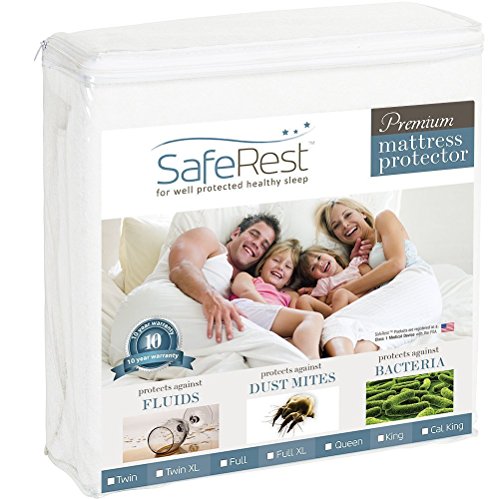 Product Cover SafeRest Queen Size Premium Hypoallergenic Waterproof Mattress Protector - Vinyl Free