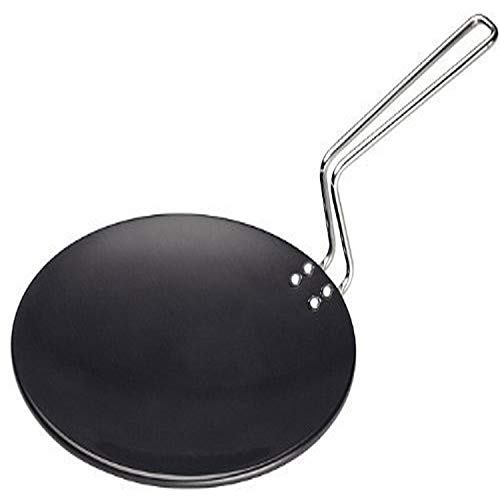 Product Cover Futura L52 Hard Anodised Concave Tava Griddle, 10-Inch, 4.88 with Steel Handle, 26 cm, Black