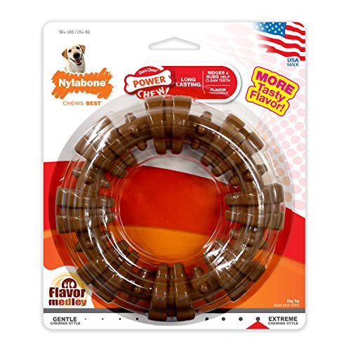 Product Cover Nylabone Dura Chew Power Chew Textured Ring, Large Durable Dog Chew Toy, Great for Aggressive Chewers