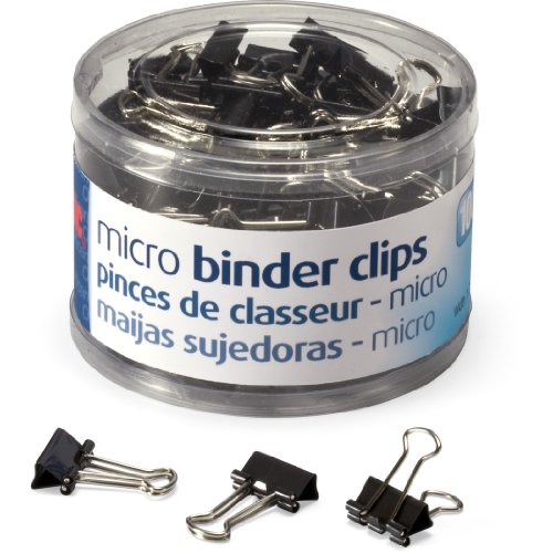 Product Cover Officemate Micro Size Binder Clips, Black, 100 per Tub (31030)