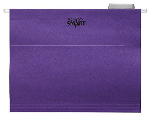 Product Cover School Smart Letter Size Hanging File Folders with 1/5 Cut Tab - Pack of 25 - Purple - 085112