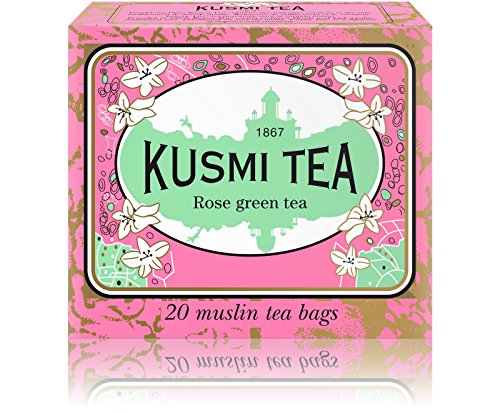 Product Cover Kusmi Tea - Rose Green Tea - Delightful Natural Chinese Green Tea Blend Rolled in Rose Petals - All Natural, Premium Loose Leaf Green Tea in 20 Eco-Friendly Muslin Tea Bags (20 Servings)