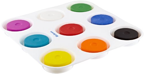 Product Cover Sax Non-Toxic Giant Tempera Paint Cakes with Tray - 2 1/4 x 3/4 inch - Set of 9 - Assorted Colors - 402321
