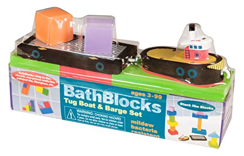 Product Cover BathBlocks Just Think Toys Bathtime Consruction Building Toy - Tug Boat & Barge