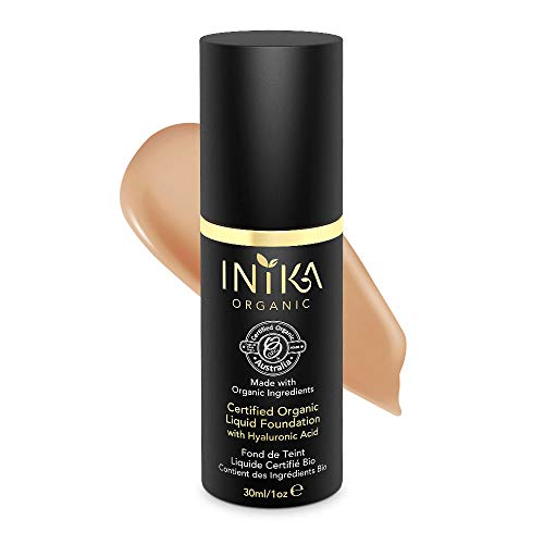 Product Cover INIKA Certified Organic Liquid Foundation with Hyaluronic Acid All Natural Make-up Base, Flawless Long-Lasting Coverage, Lightweight, Hypoallergenic 30 ml (1oz) (Beige)