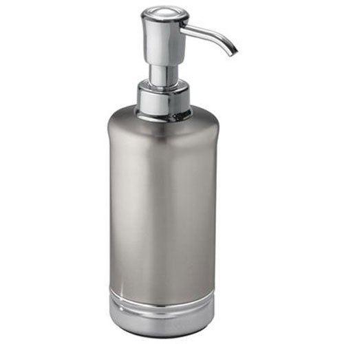 Product Cover InterDesign York Metal Soap & Lotion Dispenser Pump for Kitchen or Bathroom Countertops, Brushed/Chrome