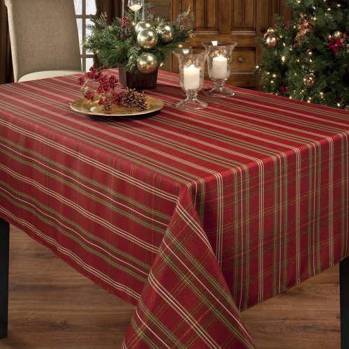Product Cover Benson Mills Christmasville Metallic Fabric Tablecloth, 70-Inch Round