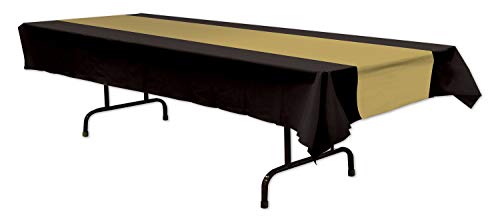 Product Cover Beistle 57940-BKGD Black and Gold Tablecover, 54 Inch by 108