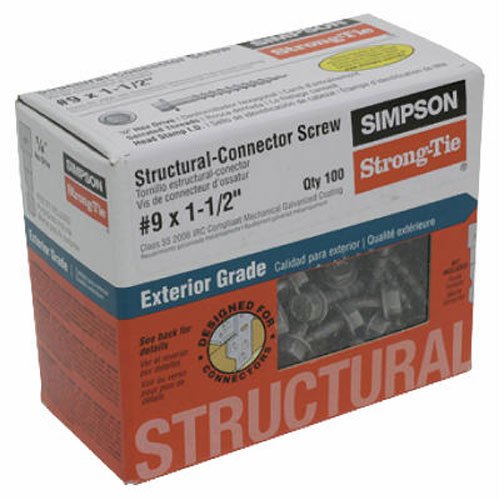 Product Cover Simpson Structural Screws SD9112R100 No.9 by 1-1/2-Inch Structural-Connector Screw, 100-Pack