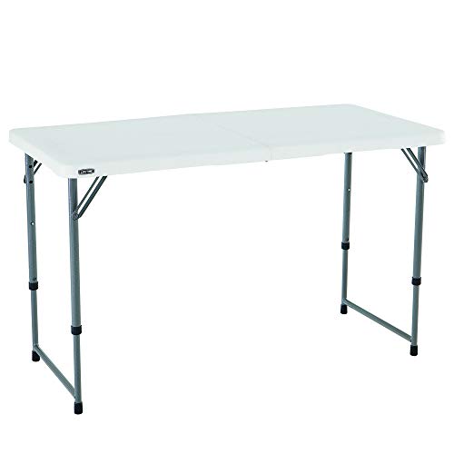 Product Cover Lifetime 4428 Height Adjustable Craft Camping and Utility Folding Table, 4 ft, 4'/48 x 24, White Granite