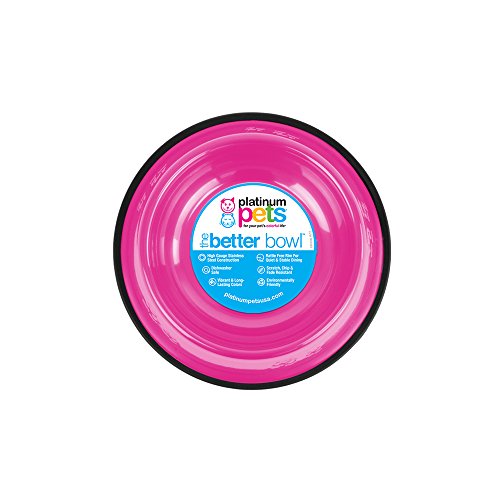 Product Cover Platinum Pets Non-Tip Stainless Steel Dog Bowl, 28 Oz, Bubble Gum Pink, Medium