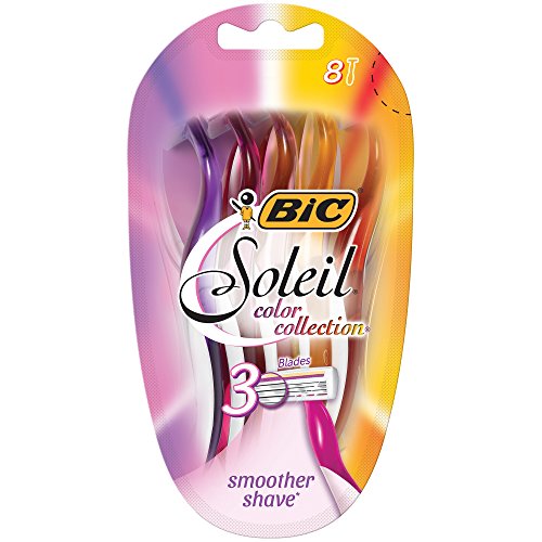 Product Cover BIC Soleil Color Collection Disposable Razors for Women, 8-Count, 3 Blades - Premium Shaving Razor Set with Aloe Vera and Vitamin E Lubricating Strip - Luxurious Personal Care Products