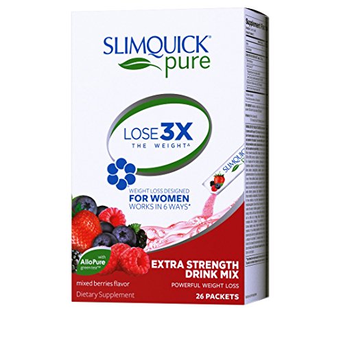 Product Cover Slimquick Pure Extra Strength Mixed Berry Drink Mix, powerful dietary supplement- 26 count-Lose 3x the weight (Packaging may vary)
