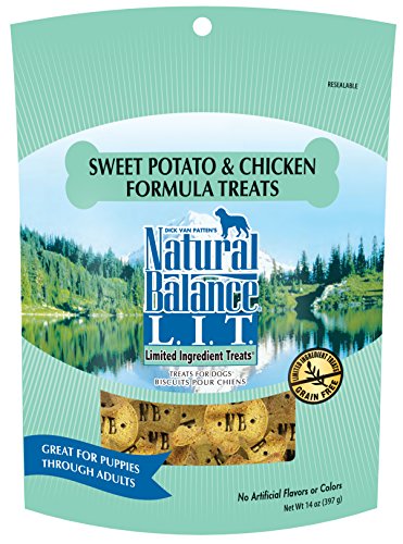 Product Cover Natural Balance L.I.T. Limited Ingredient Treats Dog Treats, Sweet Potato & Chicken Formula, 14 Ounce Pouch, Grain Free