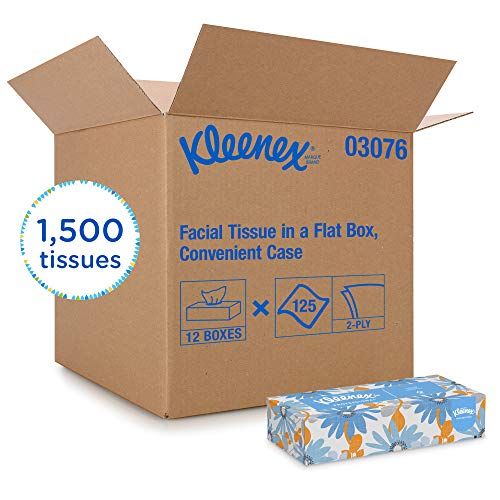 Product Cover Kleenex Professional Facial Tissue for Business (03076), Flat Tissue Boxes, 12 Boxes / Convenience Case, 125 Tissues / Box