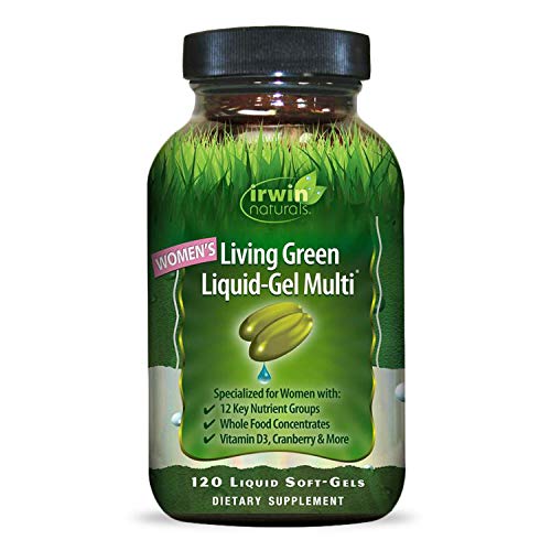 Product Cover Irwin Naturals Women's Living Green Liquid-Gel Multi Vitamin - 70 Essential Nutrients, Full-Spectrum Vitamins, Wholefood Blend - Targeted Adrenal & Brain Support - 120 Liquid Softgels
