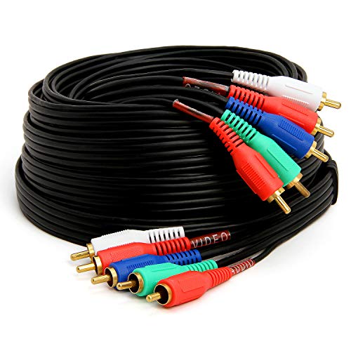 Product Cover Cmple 5-RCA Male to 5RCA Male RGB Component Audio Video Cable for HDTV - Gold Plated RCA to RCA - 25 Feet, Black