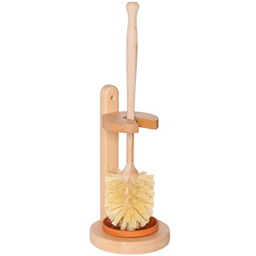 Product Cover Redecker Oiled Beechwood Toilet Brush Stand with Tampico Fiber Toilet Brush, 9-7/8 inches, Durable Natural Bristles are Heat-Resistant and Retain Shape, Made in Germany