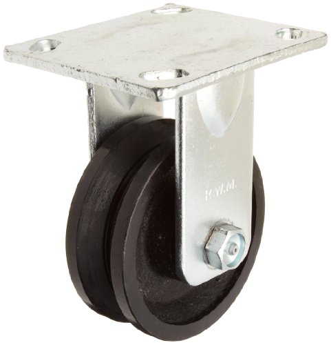Product Cover RWM Casters 40 Series Plate Caster, Rigid, V-Groove Iron Wheel, Roller Bearing, 700 lbs Capacity, 4