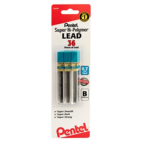 Product Cover Pentel Super Hi-Polymer Lead Refill 0.7mm, B, 36 Pieces of Lead (L50BP3B-K6)