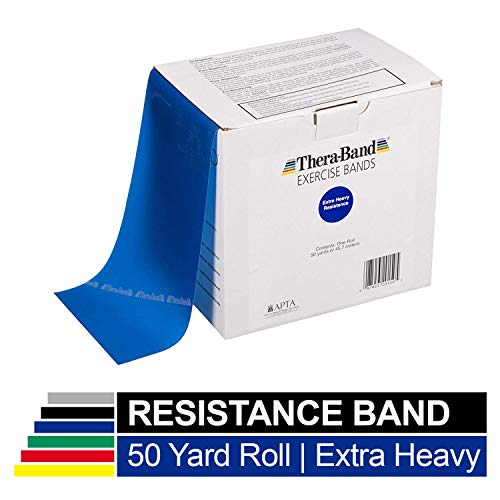 Product Cover TheraBand Resistance Bands, 50 Yard Roll Professional Latex Elastic Band For Upper & Lower Body & Core Exercise, Physical Therapy, Pilates, Home Workout, Rehab, Blue, Extra Heavy, Intermediate Level 2